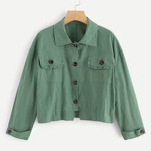 Romwe Frill Detail Solid Coat