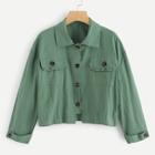 Romwe Frill Detail Solid Coat