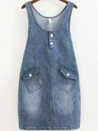 Romwe Bleached With Pockets Denim Dress