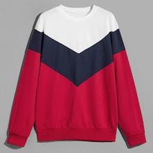Romwe Guys Cut-and-sew Chevron Pattern Sweatshirt