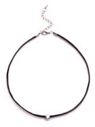 Romwe Black Faux Leather Metal Bead Choker Necklace