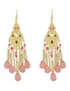 Romwe Red Beads Chandelier Earrings