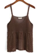 Romwe Spaghetti Strap Hollow Knit Cami Top