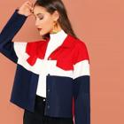 Romwe Color Block Raw Hem Jacket