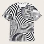 Romwe Guys 3d Spiral Striped Tee