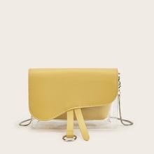 Romwe Pu Panel Chain Bag With Inner Clutch