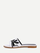 Romwe White Leaves Pattern Cutout Slippers