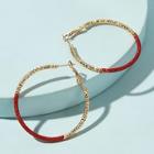 Romwe Two Tone Textured Hoop Earrings 1pair