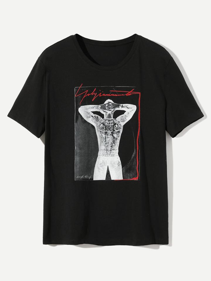 Romwe Figure Pattern Tee
