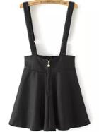 Romwe Strap Zipper Flare Black Dress