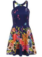 Romwe Halter Florals A-line Dress