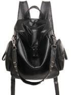 Romwe Studded Top Zip Backpack - Black