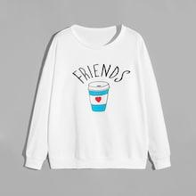 Romwe 1plus1 Guys Letter & Coffee Cup Print Sweatshirt