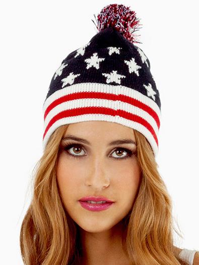 Romwe Stars Print Striped Knit Hat