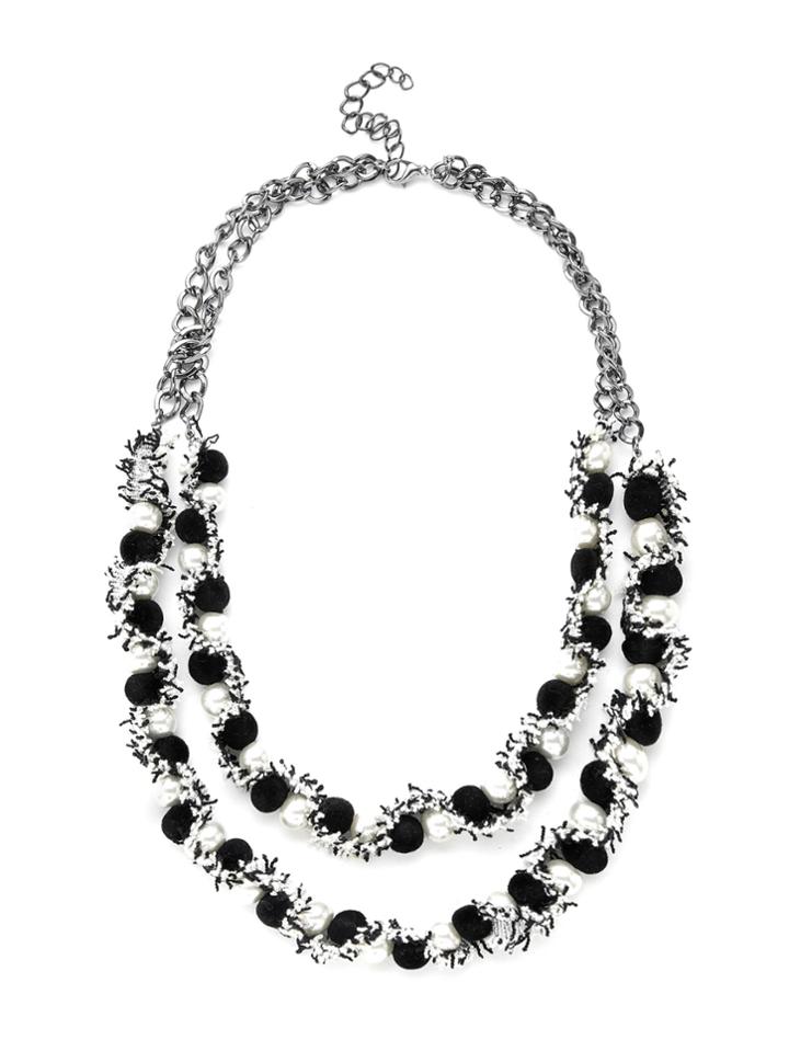 Romwe Two Tone Layered Necklace With Faux Pearl