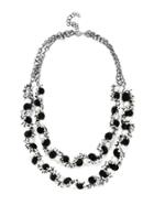Romwe Two Tone Layered Necklace With Faux Pearl