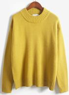 Romwe High Neck Knit Yellow Sweater