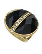 Romwe Black Gemstone Big Stone Ring