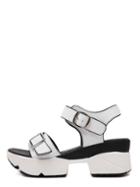 Romwe Silver Peep Toe Buckled Platform Sandals