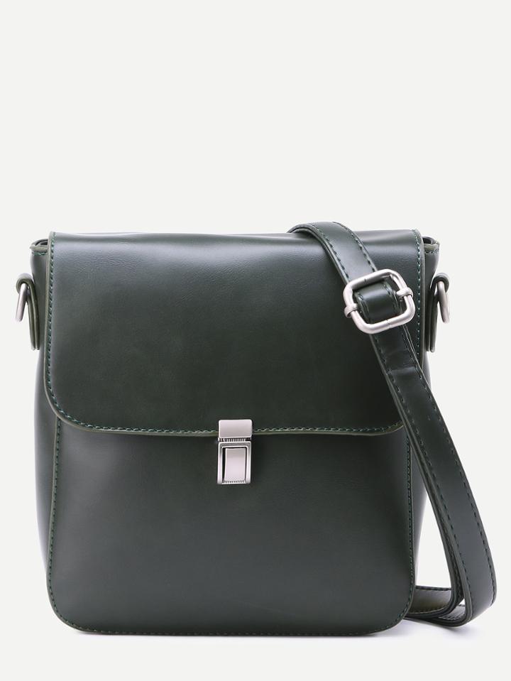 Romwe Grey Faux Leather Messenger Bag