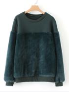 Romwe Faux Fur Panel Sweatshirt