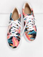 Romwe Floral Print Lace Up Sneakers