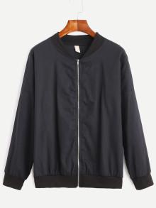 Romwe Drop Shoulder Zipped Bomber Jacket