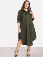 Romwe Dual Pocket Hooded Dress