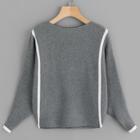 Romwe Drop Shoulder Contrast Trim Sweater