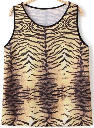 Romwe Tigrina Print Slim Vest