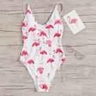 Romwe Criss Cross Flamingos Print One Piece Swimsuit
