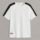 Romwe Guys Side Stripe Letter Patched Tee