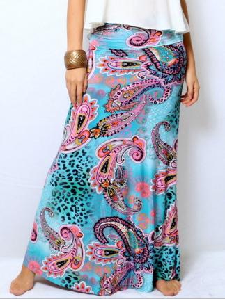 Romwe Paisley Print Loose Skirt