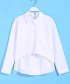 Romwe Zipper Dipped Hem Loose Blouse
