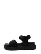 Romwe Black Peep Toe Velcro Thick-soled Sandals