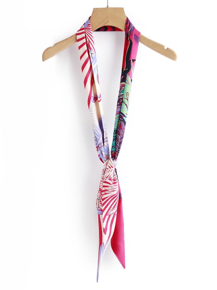 Romwe Mixed Print Skinny Scarf