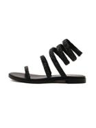 Romwe Rhinestone Studded Black Thin Strap Sandals