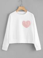 Romwe Heart Patch Detail Sweatshirt