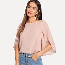 Romwe Butterfly Sleeve Plain Top