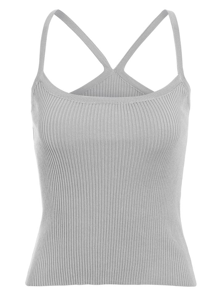 Romwe Strappy Ribbed Cami Top