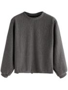 Romwe Dark Grey Ribbed Sweatshirt