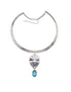 Romwe Lightblue Rhinestone Choker Necklace