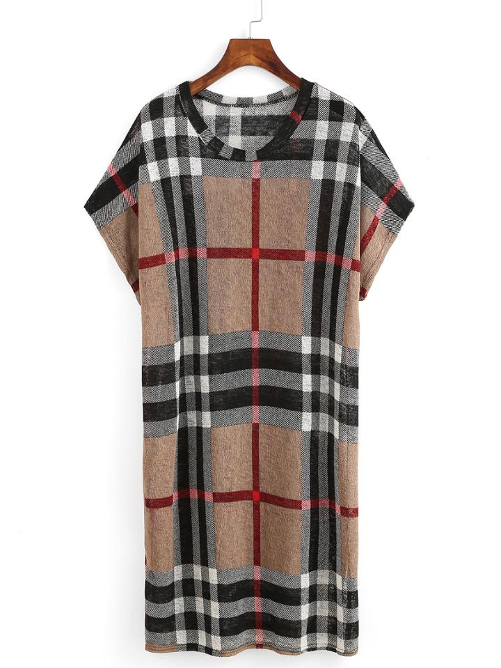 Romwe Plaid Loose Fit Dress