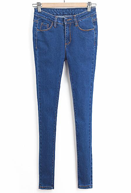 Romwe With Buttons Pocket Slim Denim Pant