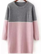 Romwe Color-block Split Side Sweater Dress