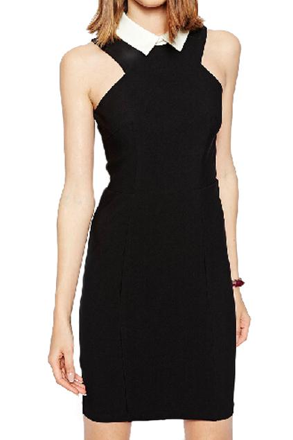 Romwe Zippered Back Dual-tone Slim Dress