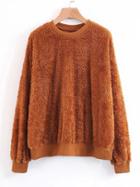 Romwe Oversized Faux Fur Sweatshirt