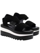 Romwe Black With Button Wedge Sandals