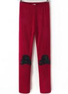 Romwe Skull Pattern Slim Wine Red Legging