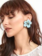 Romwe Light Blue Acrylic Floral Statement Earrings